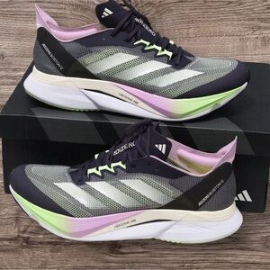 Adidas Adizero Boston 12 IG3319 Running Shoes size 12 Gray Green Pink  Black